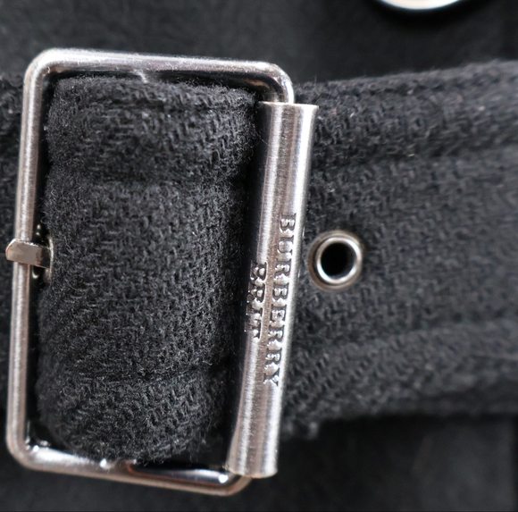 Burberry Brit Black Wool Belted Trench Coat - Picture 8 of 16